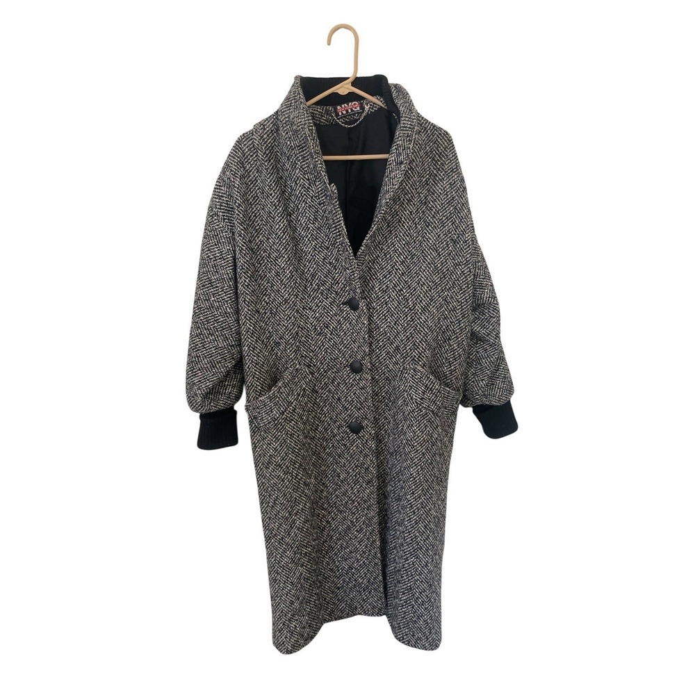 NYG New York Girl Size 6 Tweed Vintage Jacket Union Made Tag Wool 80s‎ Black